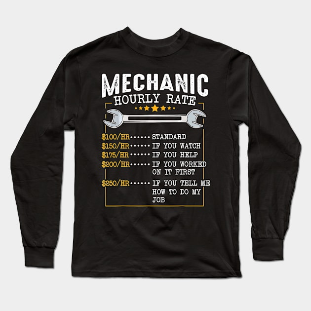 Mechanic Hourly Rate Labor Rates Funny Co Workers Long Sleeve T-Shirt by mazurprop